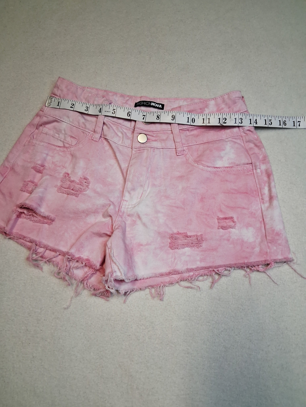 Junior Womens Pink Distressed Denim Shorts - Fashion Nova - Picture 5 of 8